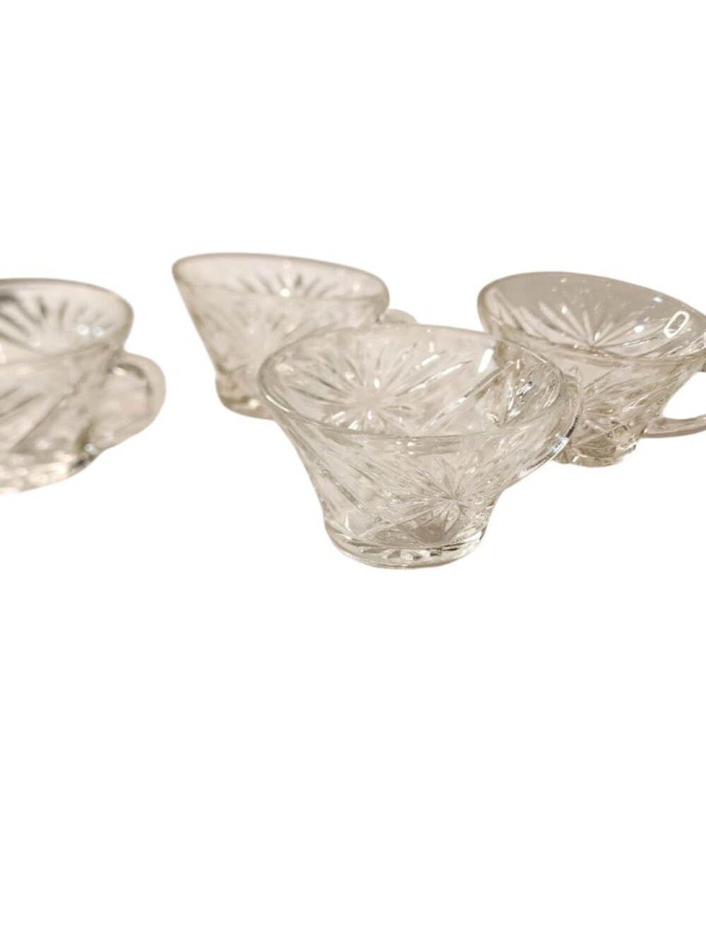 Vintage Anchor Hocking Clear Glass Prescut Star Of David Punch Cups Set of 4